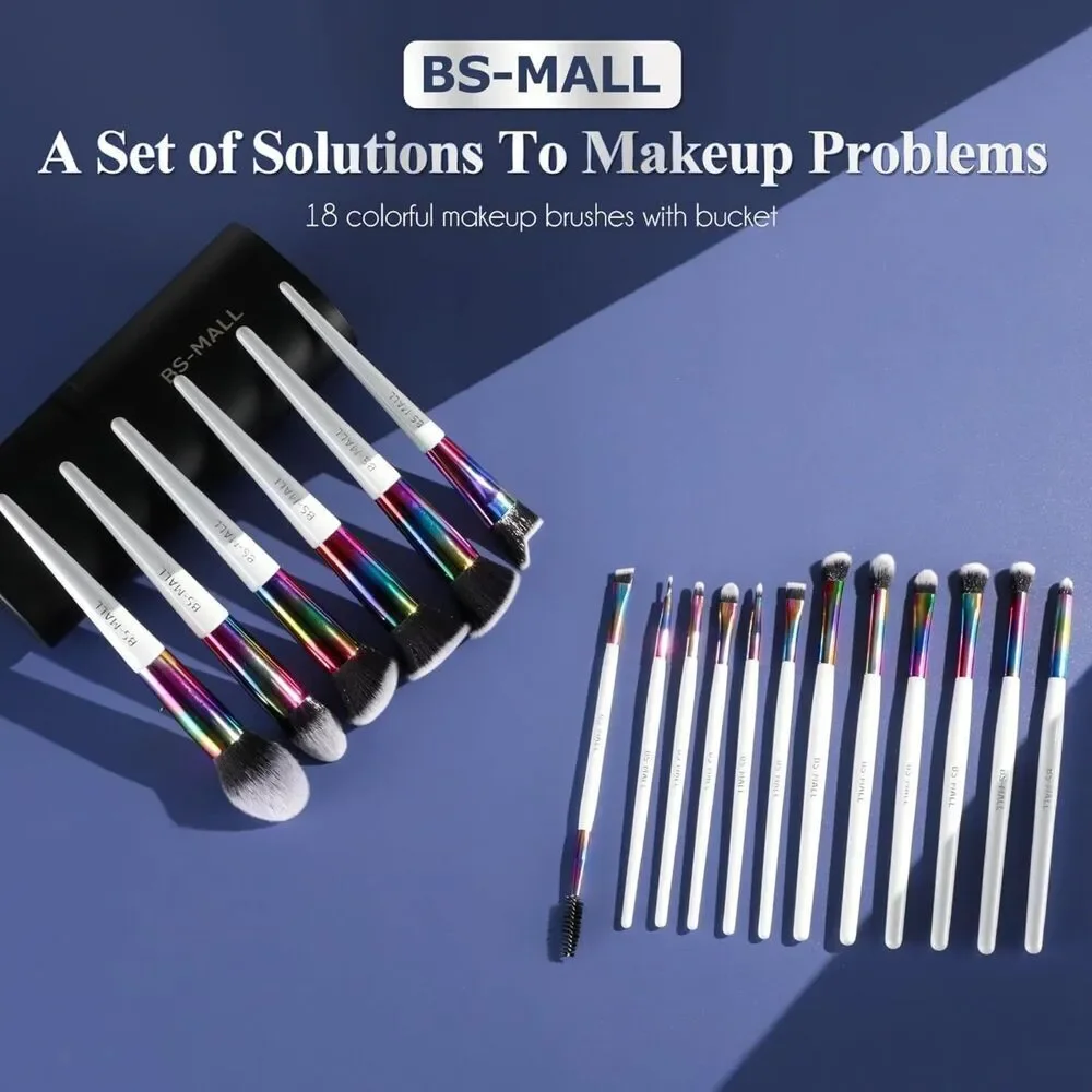 Bs-Mall 18 Pieces White Premium Synthetic Makeup Brushes Tools Kit